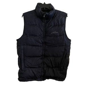 Eddie Bauer Men Small Vest Navy Blue Premium Goose Down Quilted Puffer Gorpcore